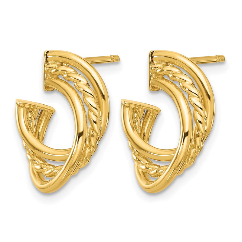 14K Yellow Gold Polished And Twisted Post Earrings