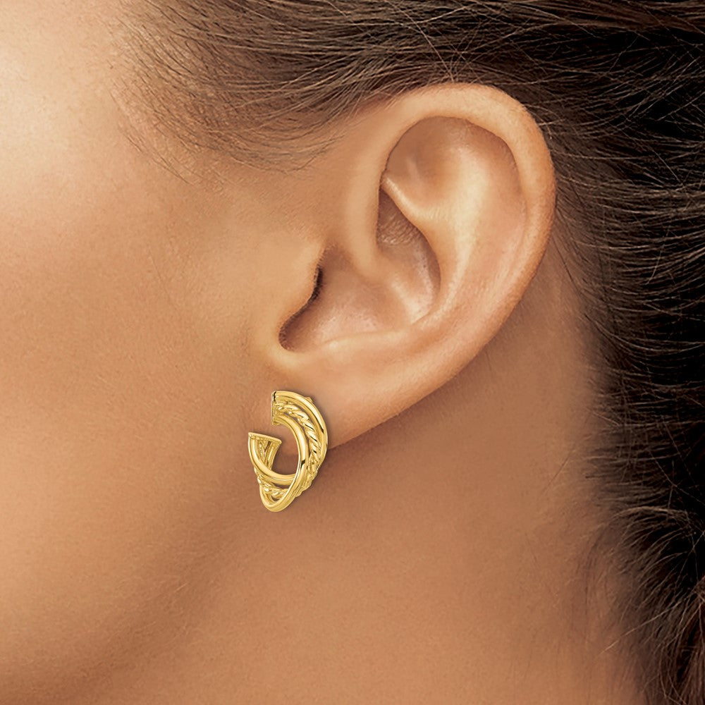 14K Yellow Gold Polished And Twisted Post Earrings