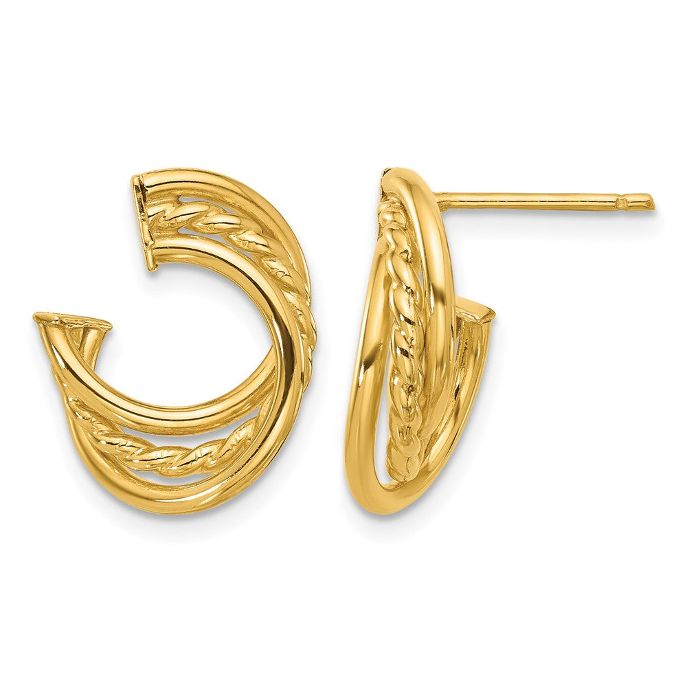 14K Yellow Gold Polished And Twisted Post Earrings