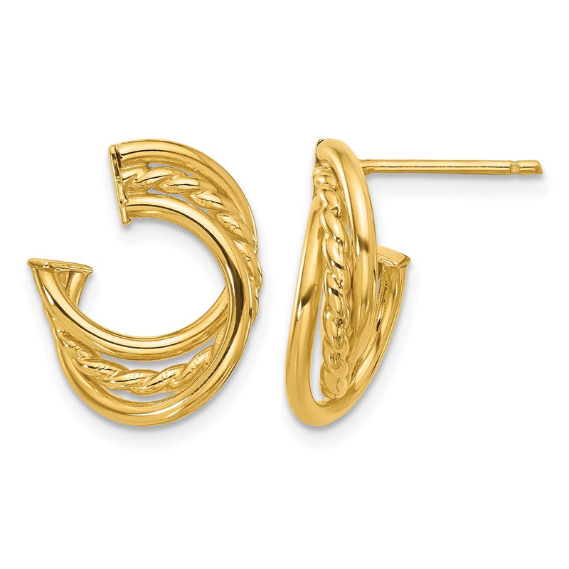 14K Yellow Gold Polished And Twisted Post Earrings