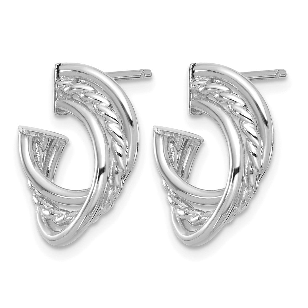 14K Yellow & Rhodium Wht Rh Plating Polished And Twisted Post Earrings