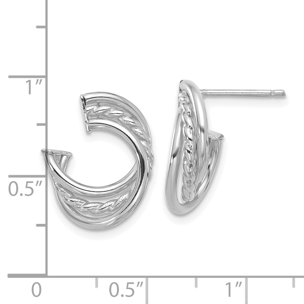 14K Yellow & Rhodium Wht Rh Plating Polished And Twisted Post Earrings