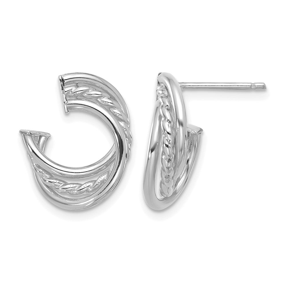14K Yellow & Rhodium Wht Rh Plating Polished And Twisted Post Earrings