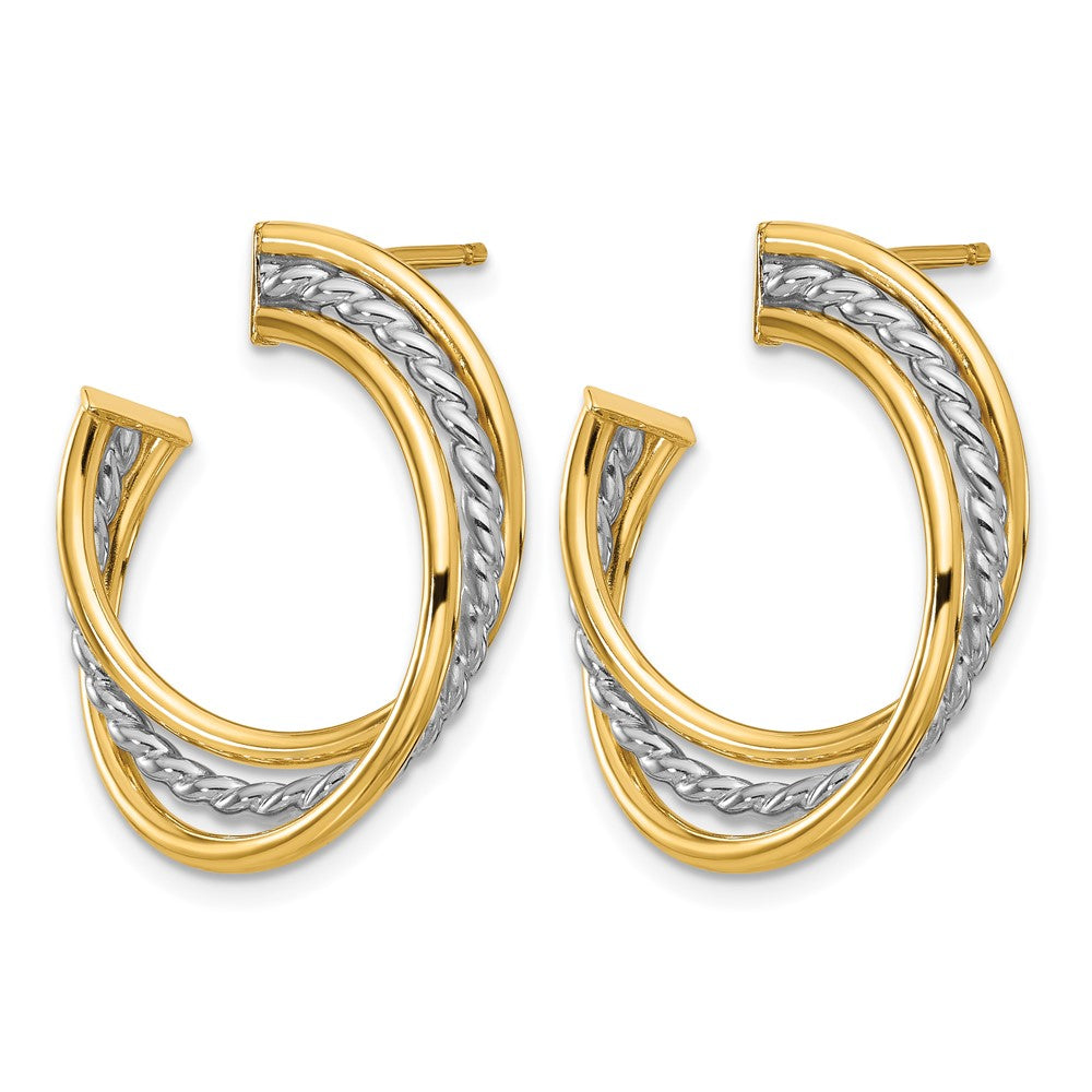 14K Yellow & Rhodium White Polished And Post Earrings
