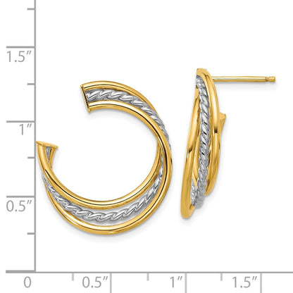 14K Yellow & Rhodium White Polished And Post Earrings
