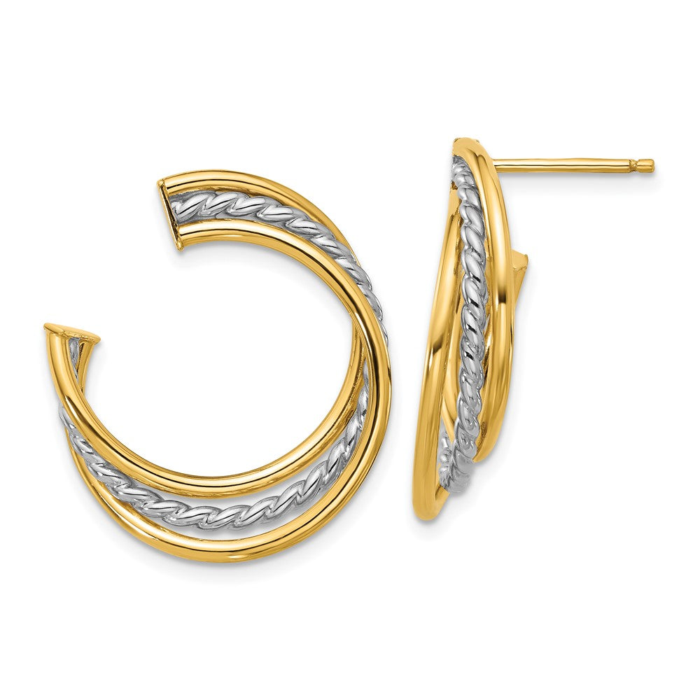 14K Yellow & Rhodium White Polished And Post Earrings
