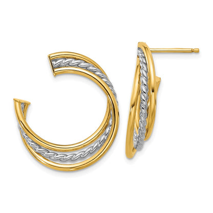 14K Yellow & Rhodium White Polished And Post Earrings