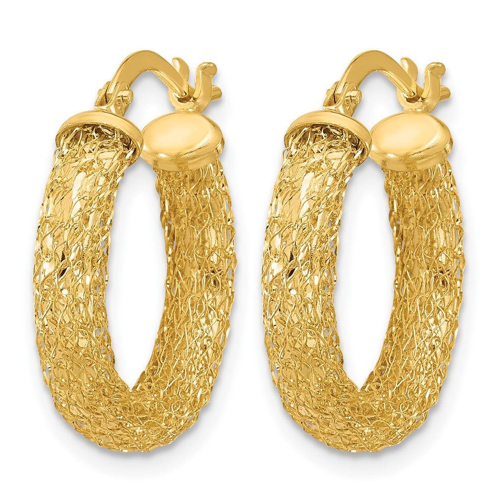 14K Yellow Gold Polished And Textured Hoop Earrings