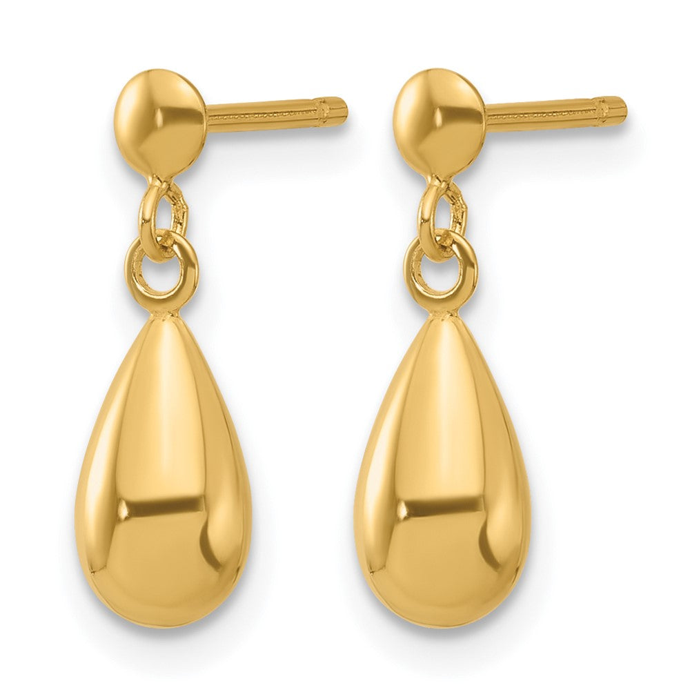14K Yellow Gold Polished Teardrop Dangle Earrings