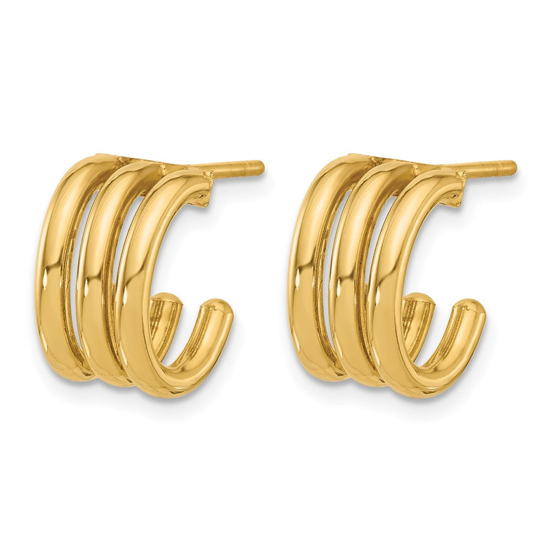 14K Yellow Gold Polished Oval J Hoop Post Earrings