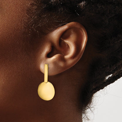 14K Yellow Gold Polished Drop Post Earrings