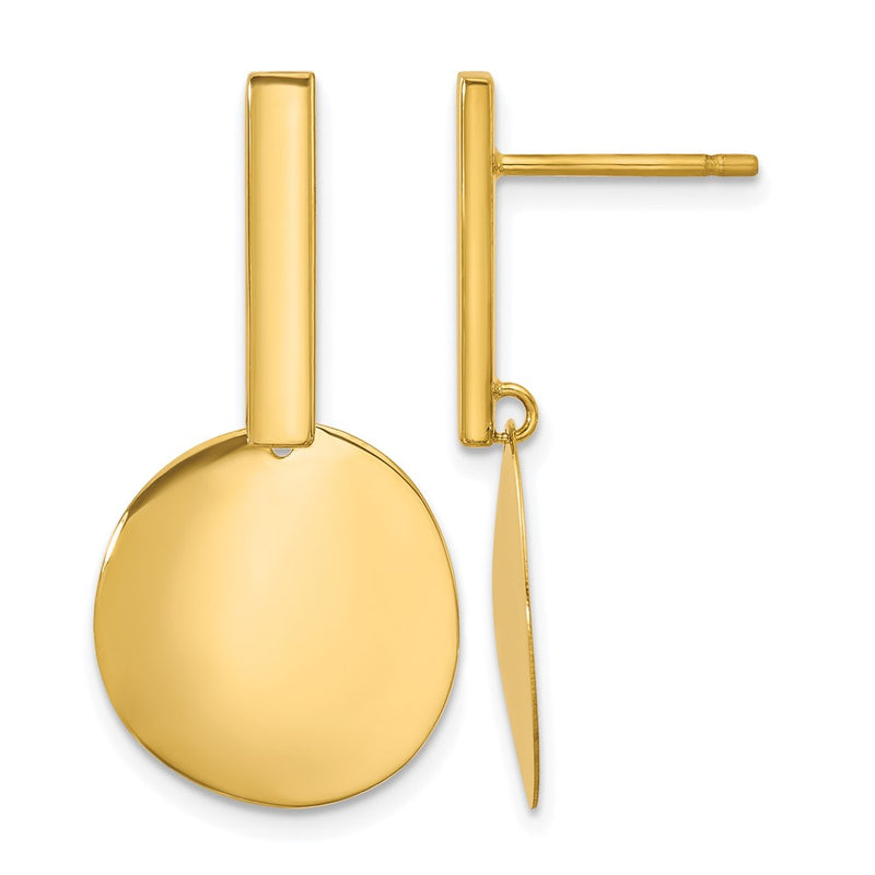 14K Yellow Gold Polished Drop Post Earrings