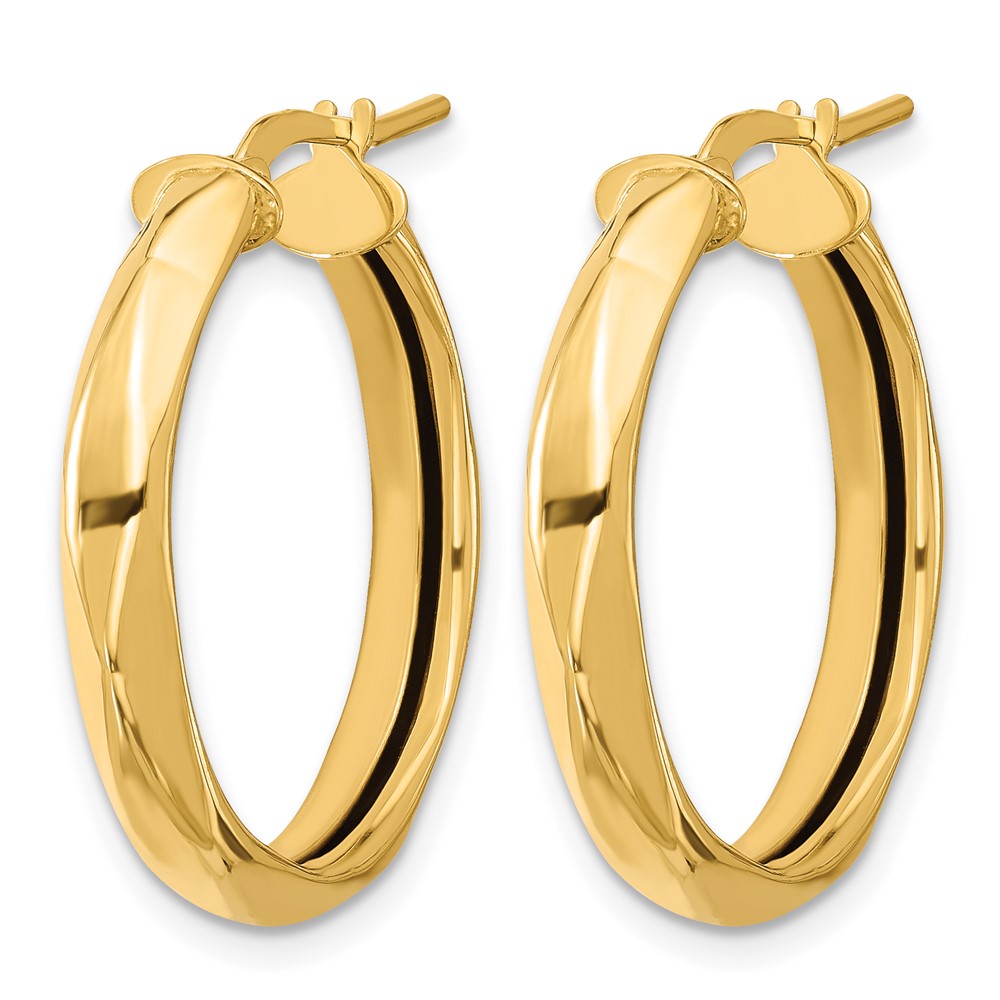 14K Yellow Gold Polished Round Hoop Earrings