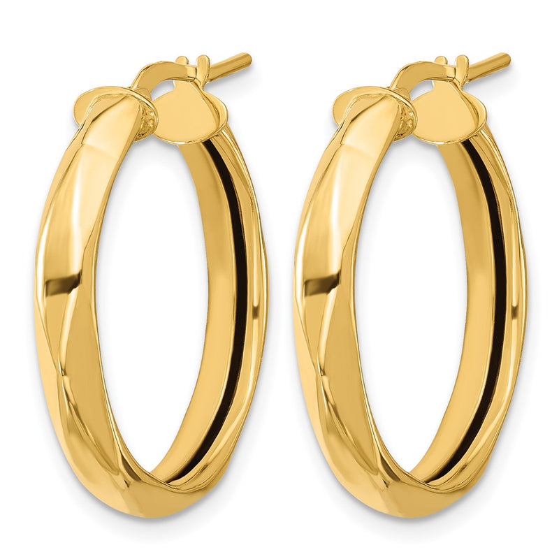 14K Yellow Gold Polished Round Hoop Earrings