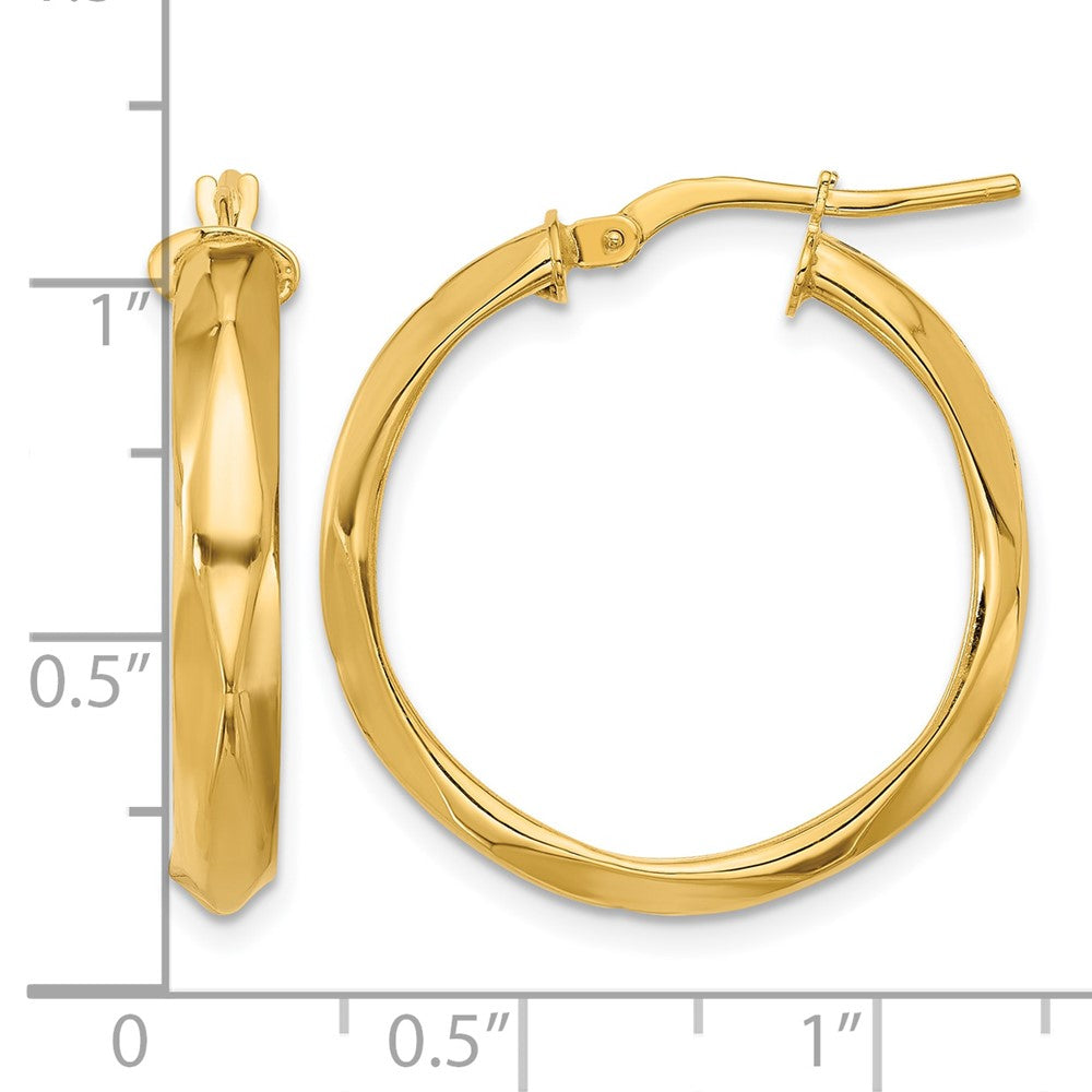 14K Yellow Gold Polished Round Hoop Earrings