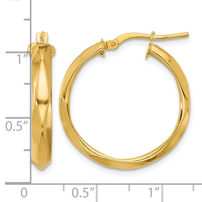 14K Yellow Gold Polished Round Hoop Earrings