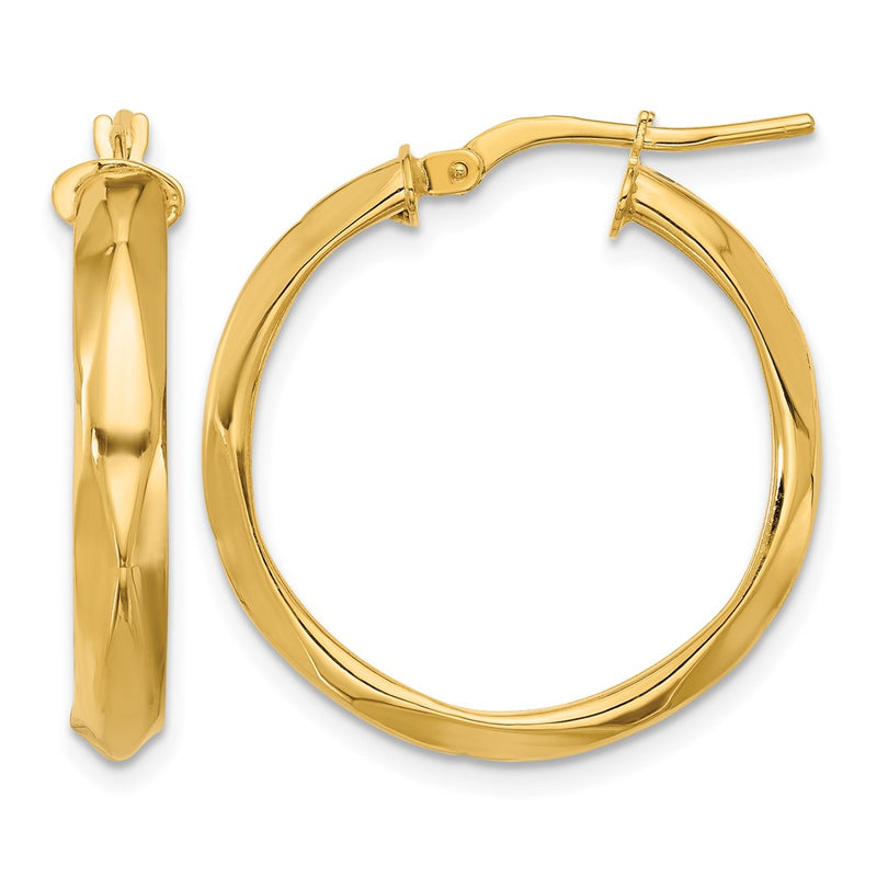 14K Yellow Gold Polished Round Hoop Earrings