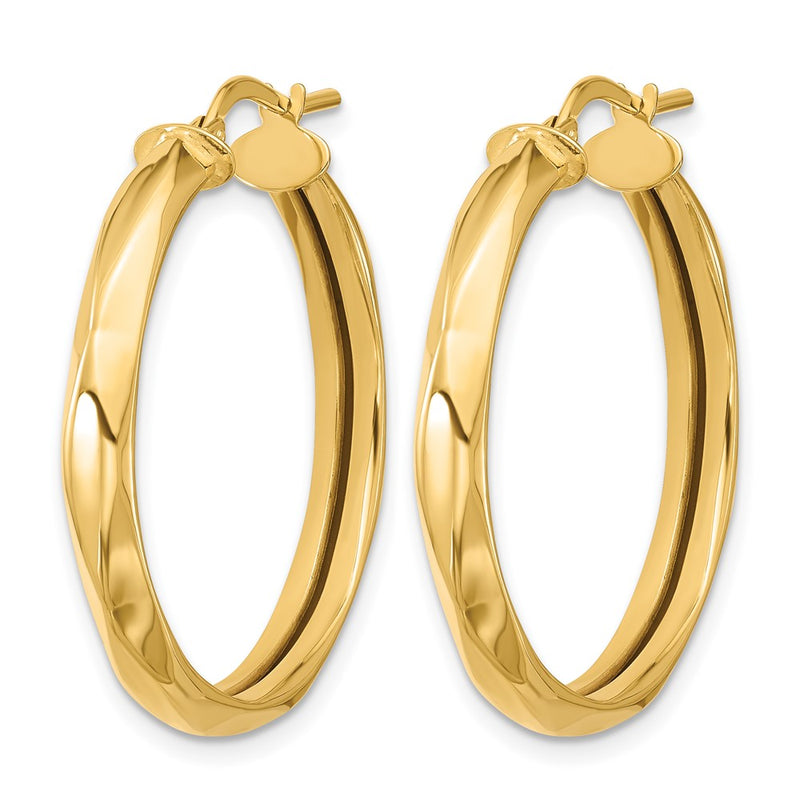 14K Yellow Gold Polished Round Hoop Earrings