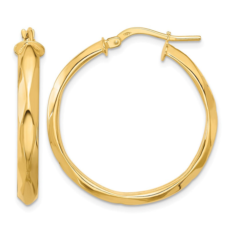 14K Yellow Gold Polished Round Hoop Earrings