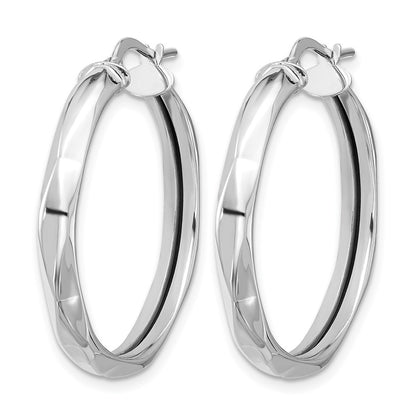 14K White Gold Polished Round Hoop Earrings