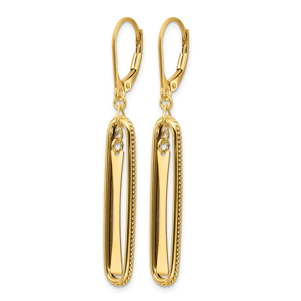 14K Yellow Gold Polished Dangle Leverback Earrings