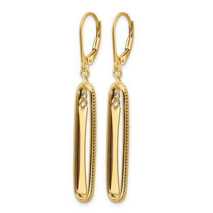 14K Yellow Gold Polished Dangle Leverback Earrings