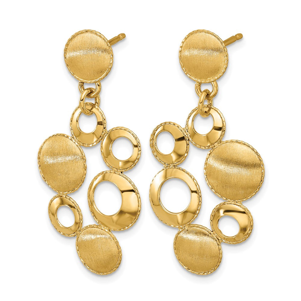 14K Yellow Gold Leslie'S' Polished And Satin Circles Post Dangle Earrings