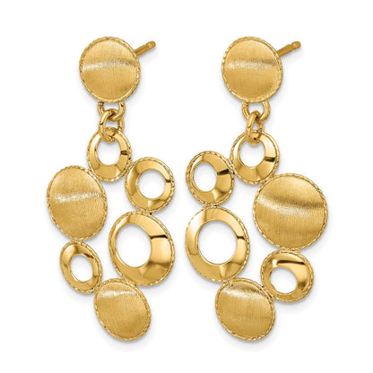14K Yellow Gold Leslie'S' Polished And Satin Circles Post Dangle Earrings