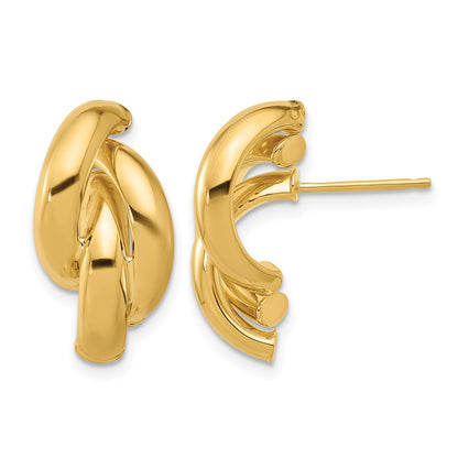 14K Yellow Gold Polished Twisted Post Earrings