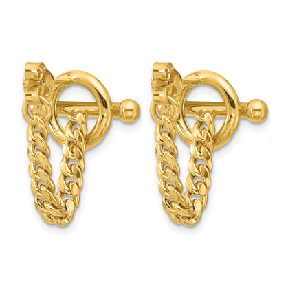 14K Yellow Gold Polished Toggle Chain Post Earrings