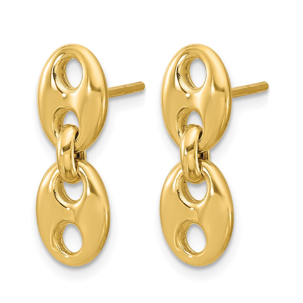 14K Yellow Gold Polished Hollow Dangle Post Earrings