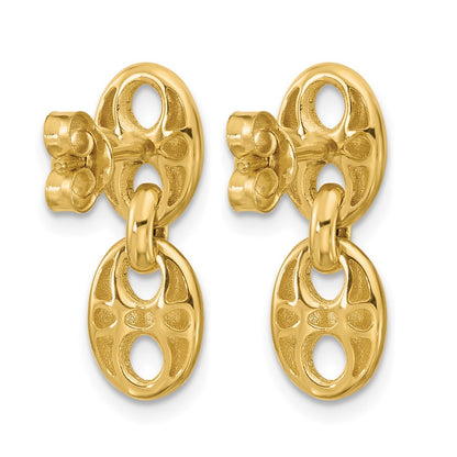 14K Yellow Gold Polished Hollow Dangle Post Earrings