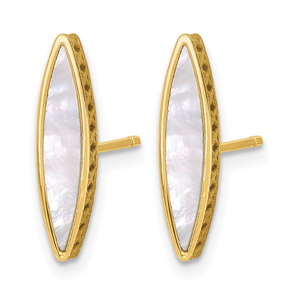 14K Yellow Gold Polished Mother Of Pearl Post Earrings