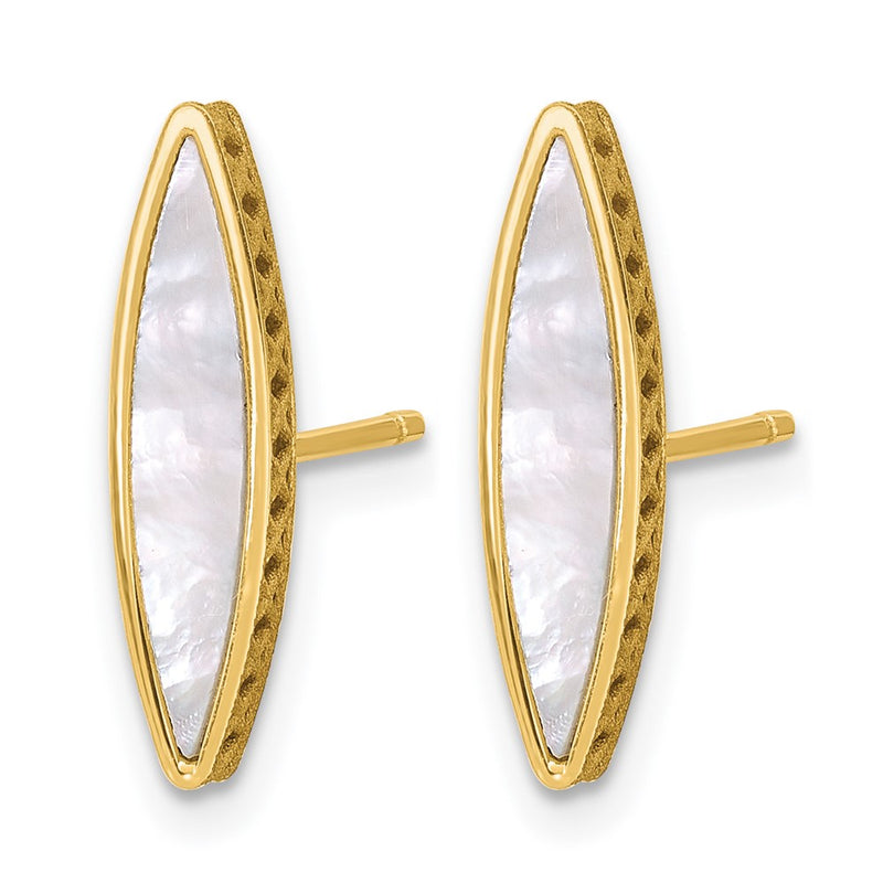 14K Yellow Gold Polished Mother Of Pearl Post Earrings