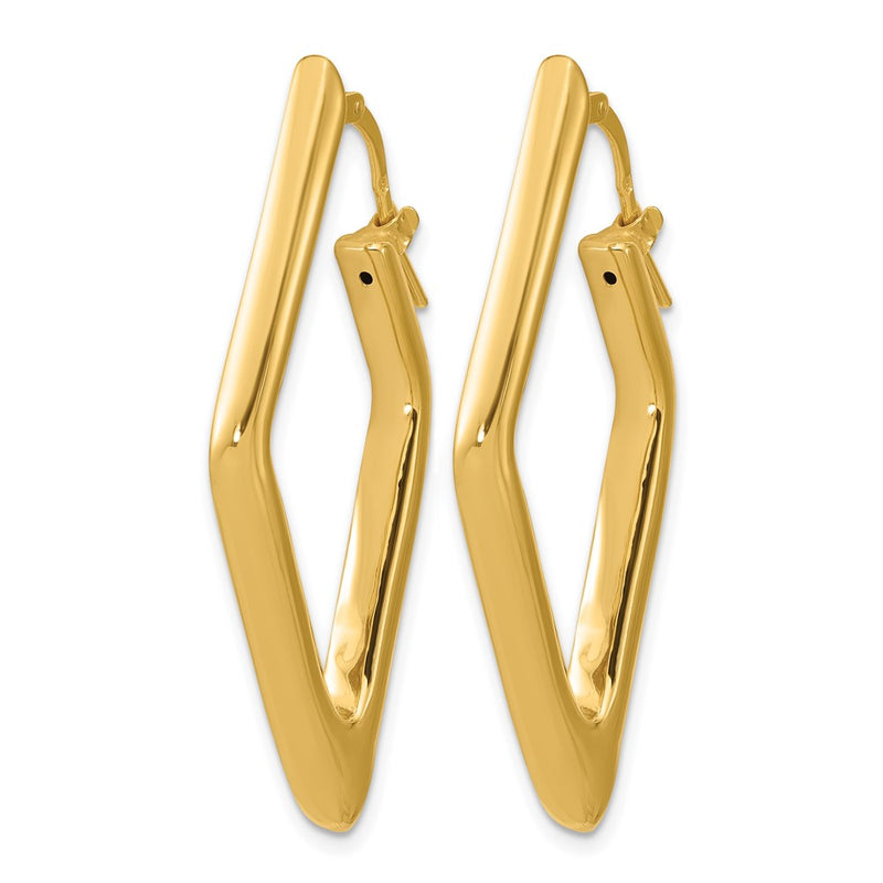 14K Yellow Gold Polished Hollow Diamond Shape Hoop Earrings