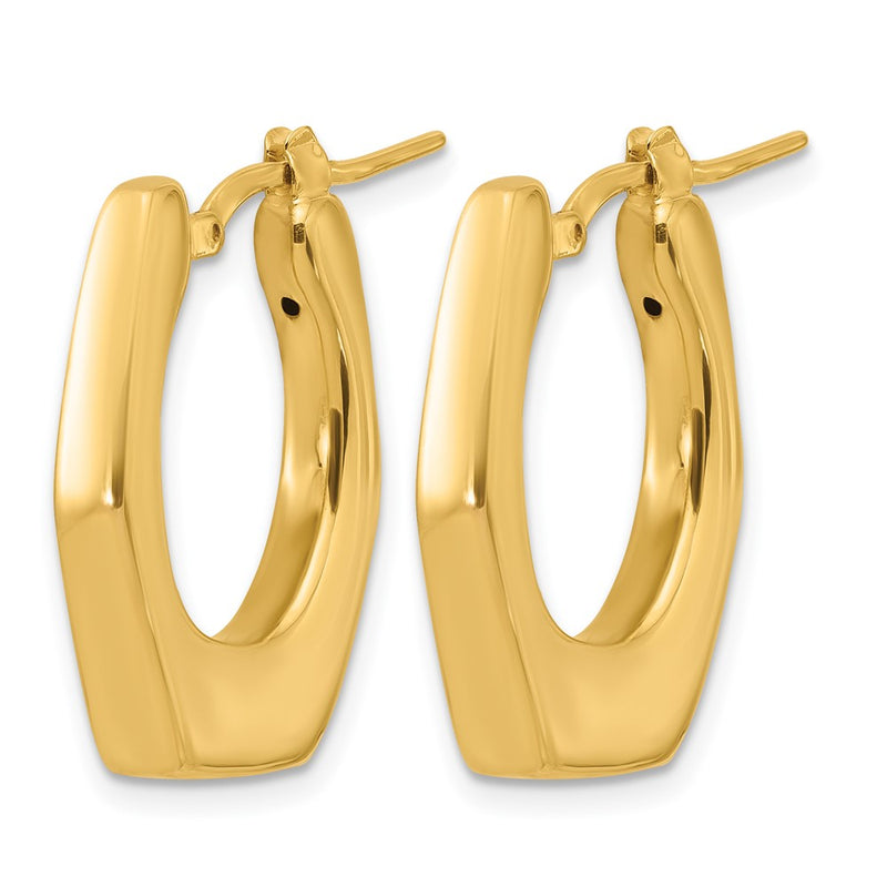 14K Yellow Gold Polished Hollow Fancy Hoop Earrings