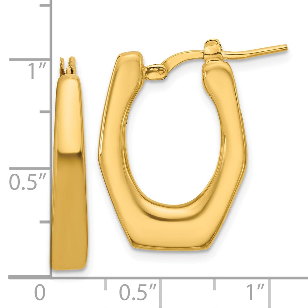 14K Yellow Gold Polished Hollow Fancy Hoop Earrings