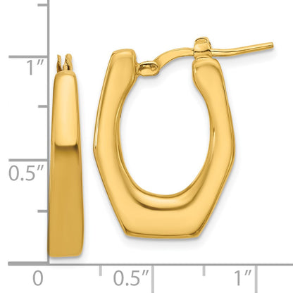 14K Yellow Gold Polished Hollow Fancy Hoop Earrings