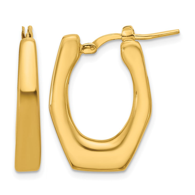 14K Yellow Gold Polished Hollow Fancy Hoop Earrings
