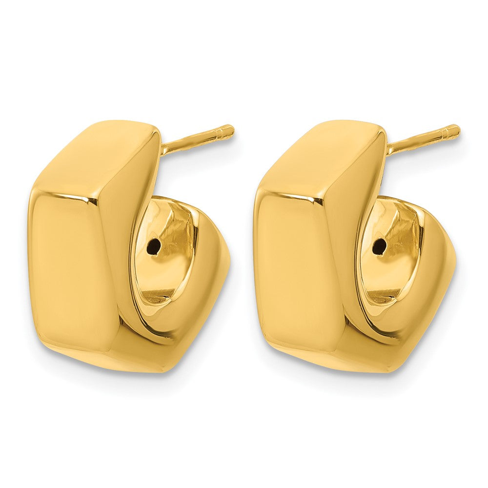 14K Yellow Gold Polished Hollow J Hoop Post Earrings
