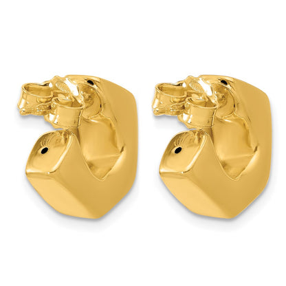14K Yellow Gold Polished Hollow J Hoop Post Earrings