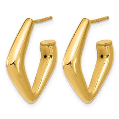 14K Yellow Gold Polished Hollow J Hoop Post Earrings