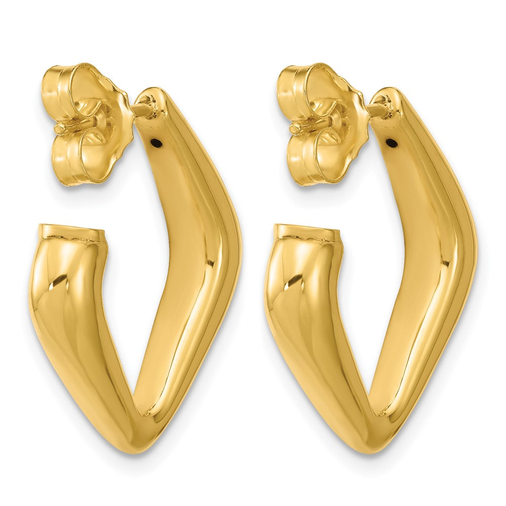 14K Yellow Gold Polished Hollow J Hoop Post Earrings