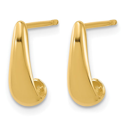 14K Yellow Gold Polished J Hoop Post Earrings