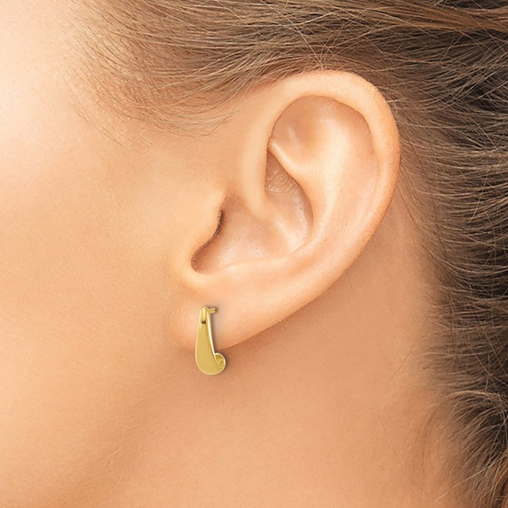 14K Yellow Gold Polished J Hoop Post Earrings