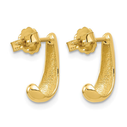 14K Yellow Gold Polished J Hoop Post Earrings
