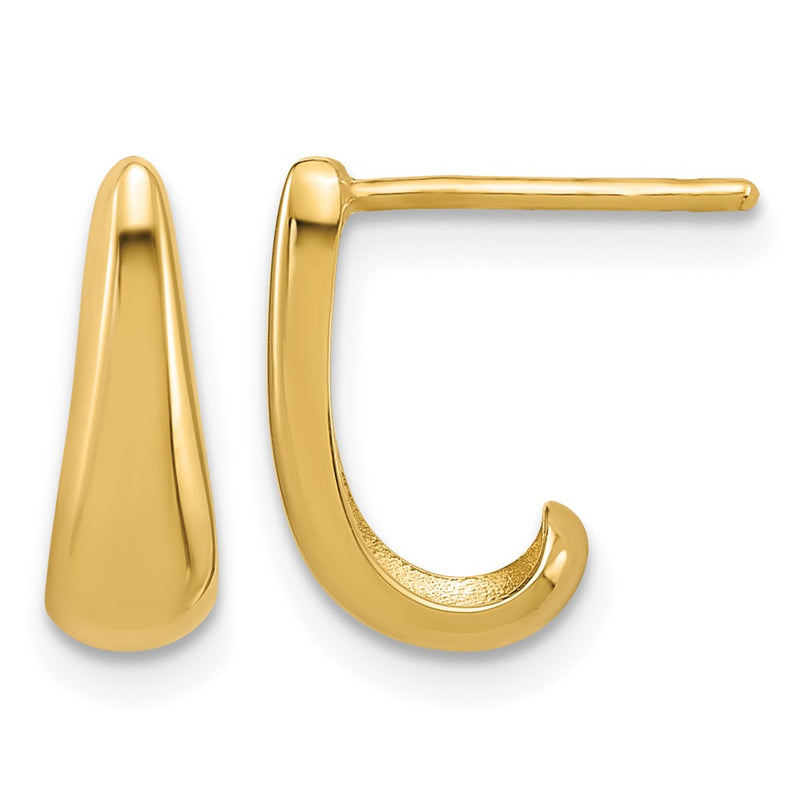 14K Yellow Gold Polished J Hoop Post Earrings