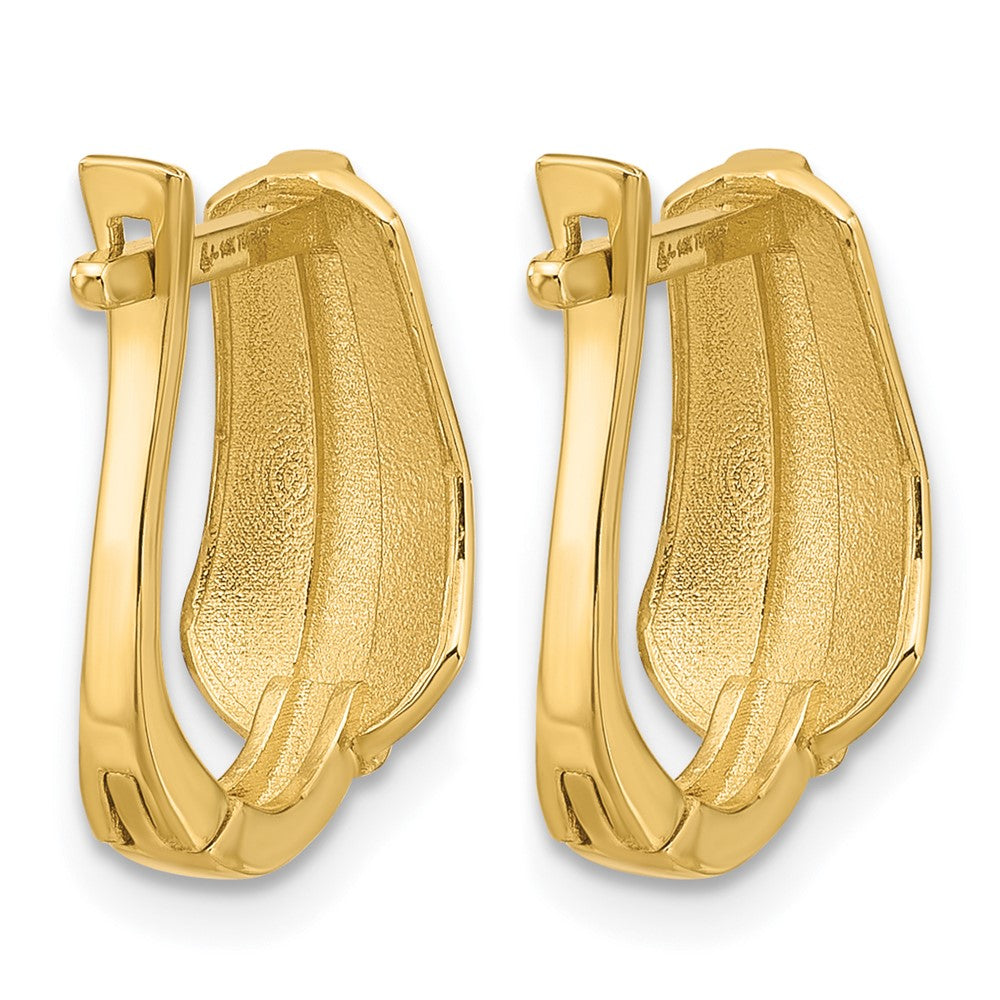14K Yellow Gold With Rhodium Polished Hinged Hoop Earrings