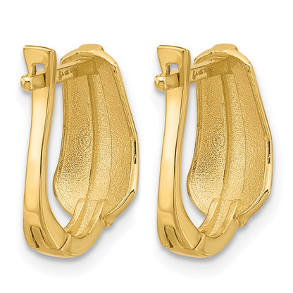 14K Yellow Gold With Rhodium Polished Hinged Hoop Earrings