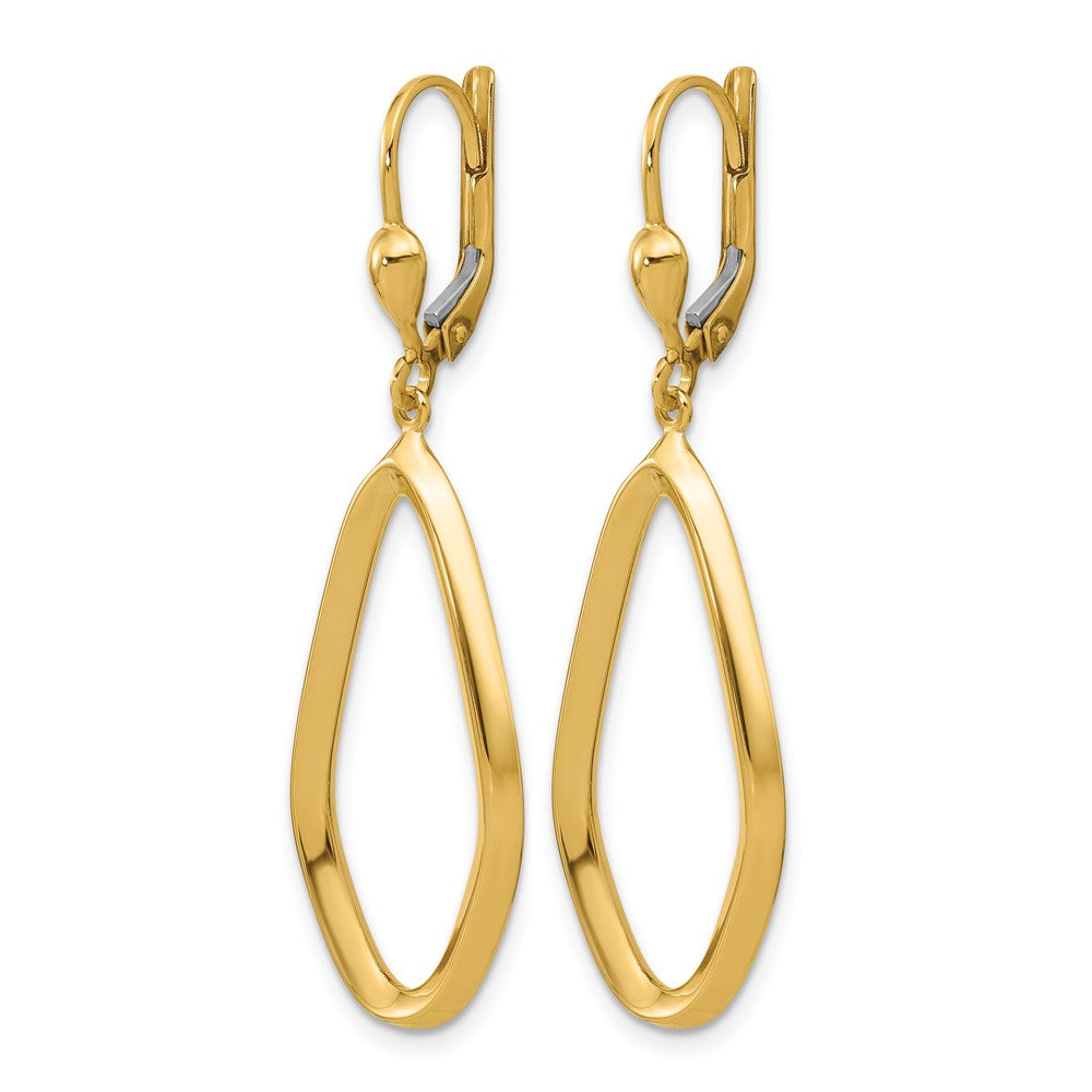 14K Yellow Gold Polished Dangle Leverback Earrings